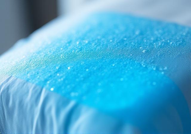 Cooling gel infused pillow on a white linen bed